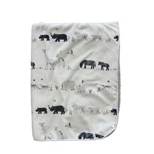 Cloud Island Baby Blanket Two By Two Animals Gray White Sherpa Backing